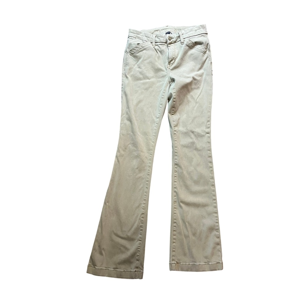 American Eagle Khaki Flare Pants Tan Stretch Chino Trousers Women 2 Preppy